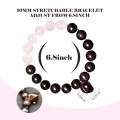Red Sandalwood & Rose Quartz Bracelet – Heart Pendant, 10mm * 12
