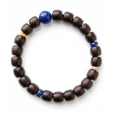 Red Sandalwood & Lapis Lazuli Bracelet – Spiritual Mala, 8mm x 9mm * 21