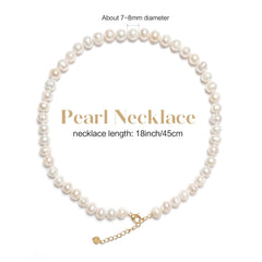Freshwater Pearl Necklace 7mm - 8,16+2-inch