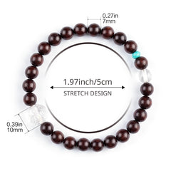 Red Sandalwood & White Crystal Bracelet – Healing Bracelet,7mm x 24