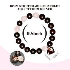 Lover Red Sandalwood & Rose Quartz Bracelet – Heart Pendant, 10mm * 14