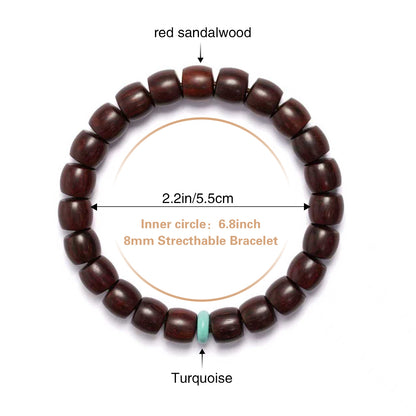 Red Sandalwood Meditation Bracelet – Handcrafted, 8mm x 9mm
