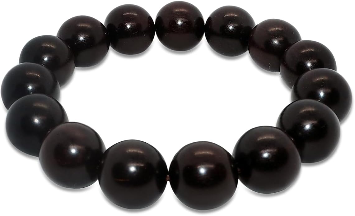 VIVIDOORA: 15mm Meditation Men Beaded Bracelets, Handmade Sandalwood Mala Beads, Buddhist Prayer Red Wood Bracelets, Comfortable for Daily Wear Yoga Gift for Men