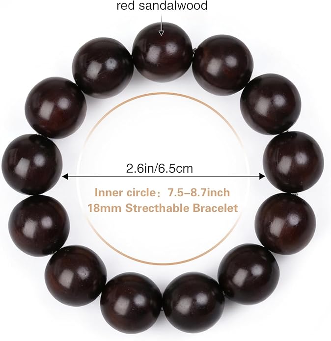 Red Sandalwood Meditation Bracelet – Handcrafted, 18mm