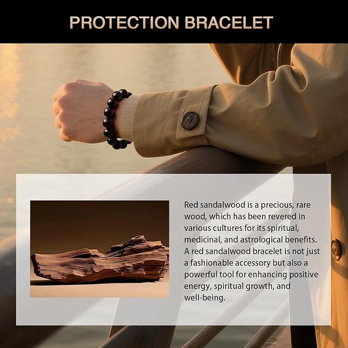 Red Sandalwood Meditation Bracelet – Handcrafted, 18mm