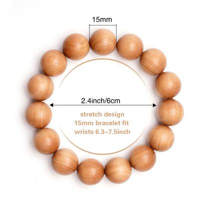 Wooden bracelet with measurement details on a white background