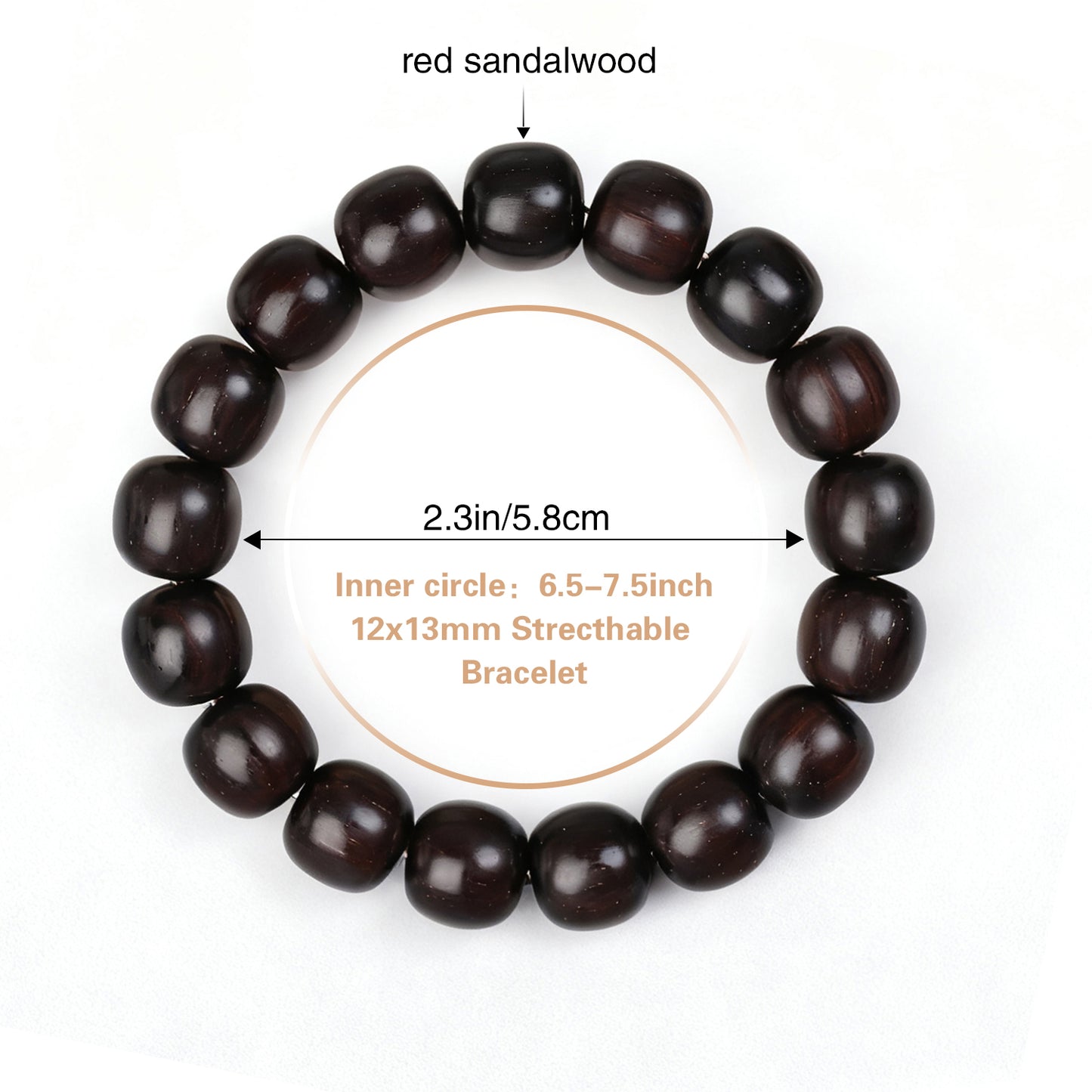 Sandalwood & Mala Bead Bracelet – Handcrafted, 12mm x 13mm