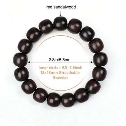 Sandalwood & Mala Bead Bracelet – Handcrafted, 12mm x 13mm