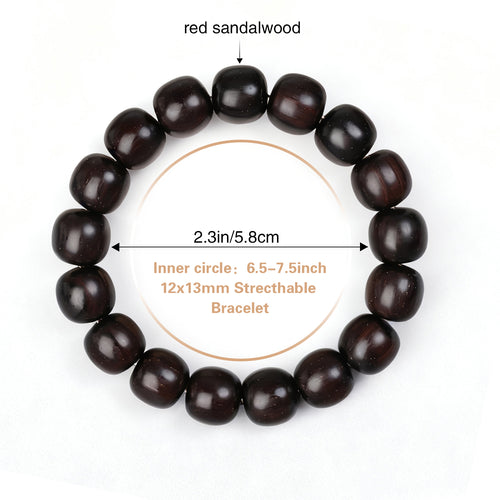 VIVIDOORA: 12MM x 13MM Handmade Sandalwood Bracelets with Mala Beads