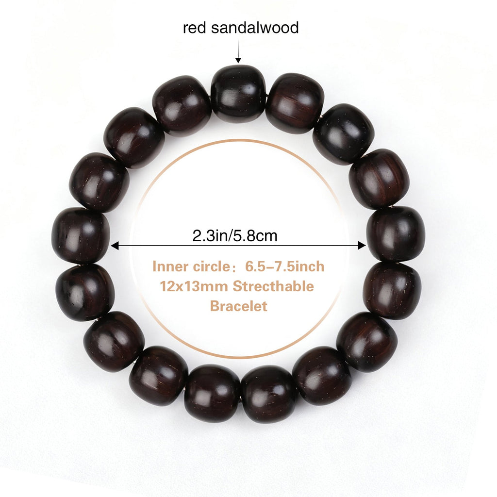 Sandalwood & Mala Bead Bracelet – Handcrafted - 12mm x 13mm