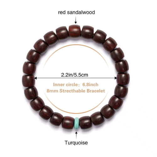 Red Sandalwood Meditation Bracelet – Handcrafted - 8mm x 9mm