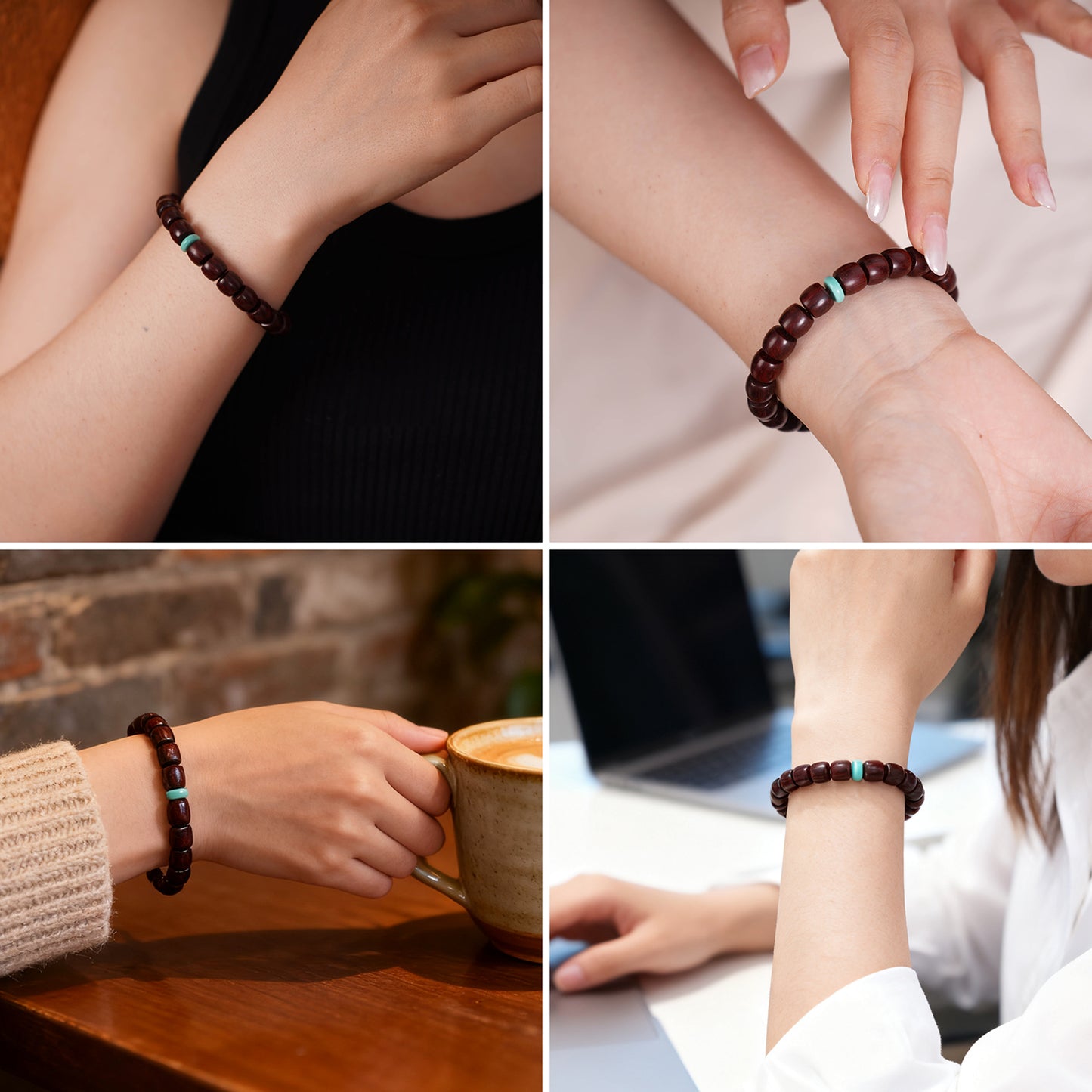 Red Sandalwood Meditation Bracelet – Handcrafted, 8mm x 9mm
