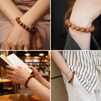 White Sandalwood Bead Bracelet – Handcrafted, 12mm