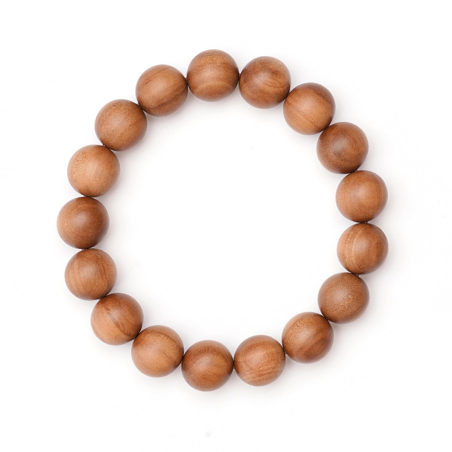 White Sandalwood Bead Bracelet – Handcrafted, 12mm