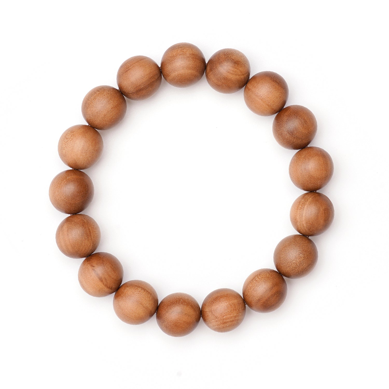 White Sandalwood Bead Bracelet – Handcrafted - 12mm