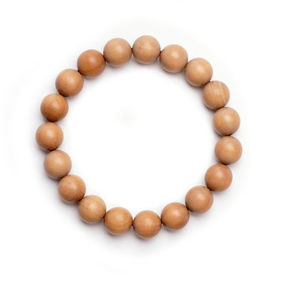 White Sandalwood Bead Bracelet – Handcrafted, 10mm
