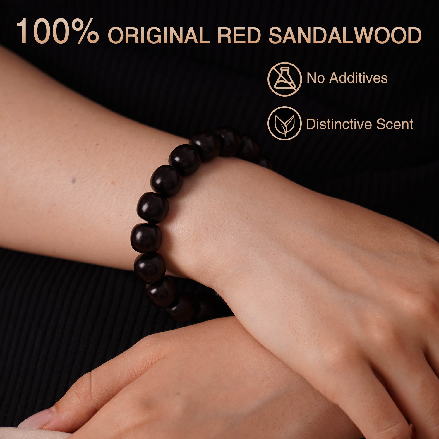 VIVIDOORA: 12MM x 13MM Handmade Sandalwood Bracelets with Mala Beads