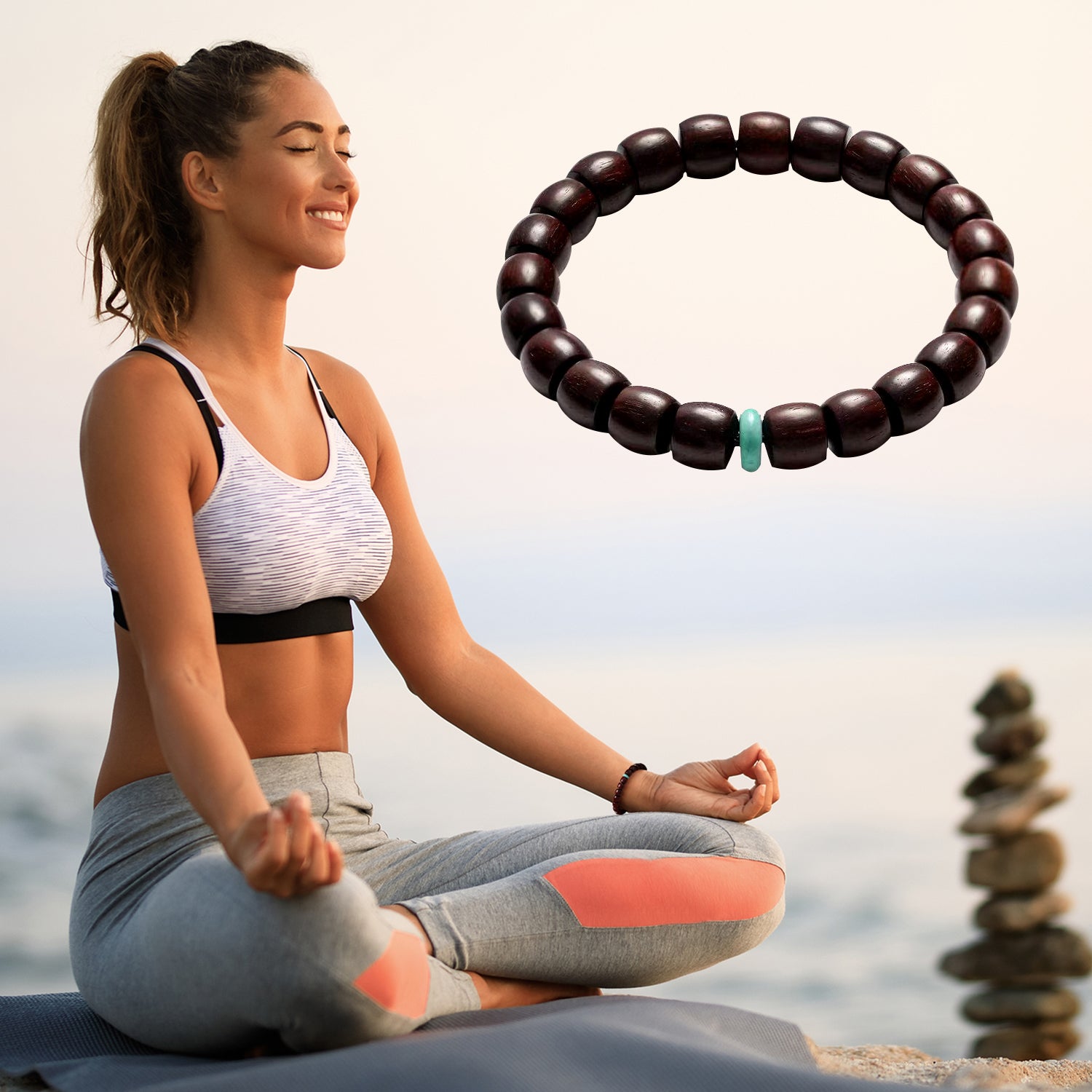 Meditaiton Beaded Bracelets, Handmade Unisex Sandalwood Mala Beads, Buddhist Prayer Red Wood Bracelets, Comfortable for Daily Wear Yoga Gift for Men Women