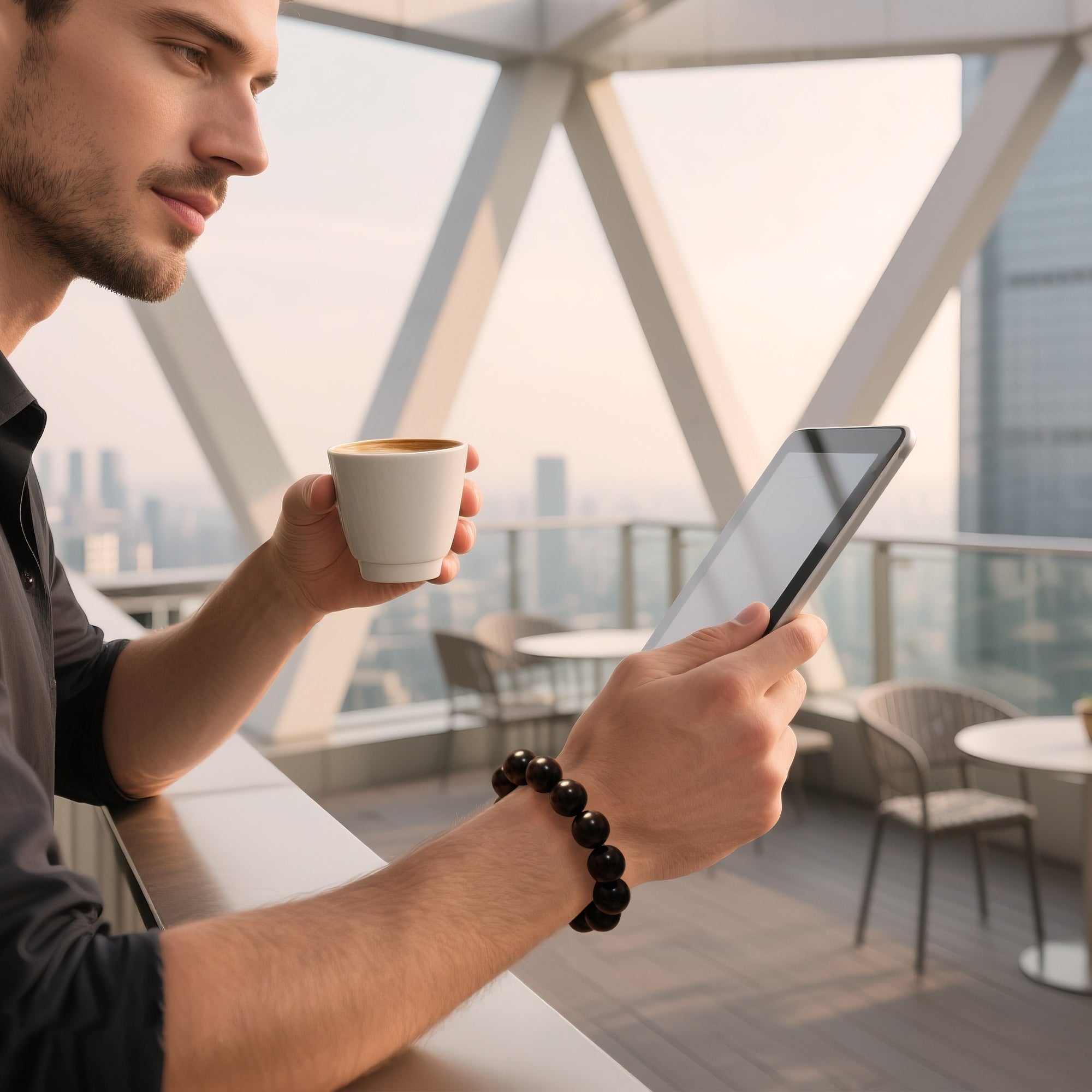 VIVIDOORA: 15mm Meditation Men Beaded Bracelets, Handmade Sandalwood Mala Beads, Buddhist Prayer Red Wood Bracelets, Comfortable for Daily Wear Yoga Gift for Men