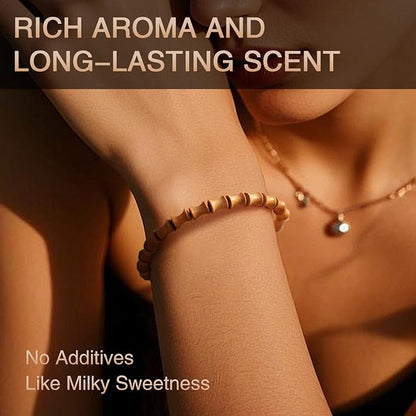 White Sandalwood Bead Bracelet – Handcrafted, 6mm x 8mm