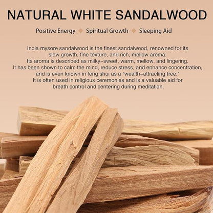 White Sandalwood Bead Bracelet – Handcrafted, 6mm x 8mm