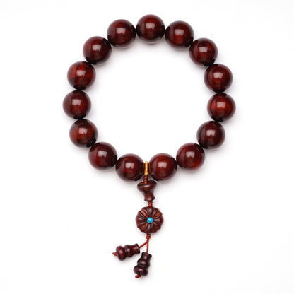 Sandalwood Bracelet with Golden Star Mala Beads – Handcrafted, 15mm