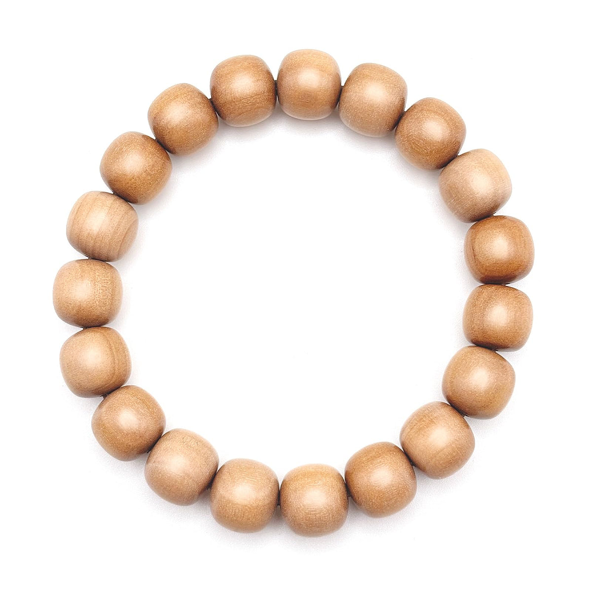 White Sandalwood Bead Bracelet – Handcrafted, 10mm x 11mm * 19