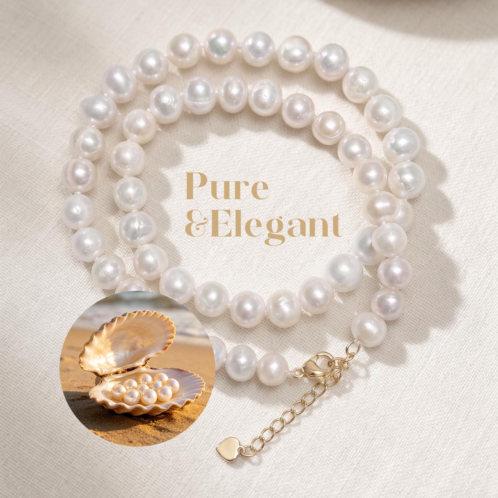Freshwater Pearl Necklace 7mm - 8,16+2-inch