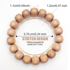 White Sandalwood Bead Bracelet – Handcrafted, 11mm * 12mm x 15