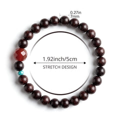 Red Sandalwood & Nan Hong Agate Bracelet – Prosperity Bracelet，7mm x 24