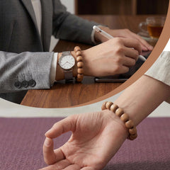 White Sandalwood Bead Bracelet – Handcrafted, 11mm * 12mm x 15