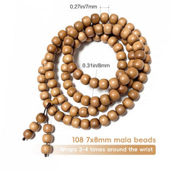 White Sandalwood Bracelet – Handcrafted, 7mm x 8mm * 108